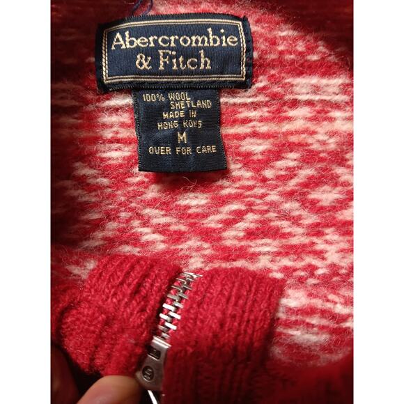 Abercrombie & Fitch Retro Women's Sweater Nordic Fair Isle 100% Wool Shetland M - Picture 3 of 6